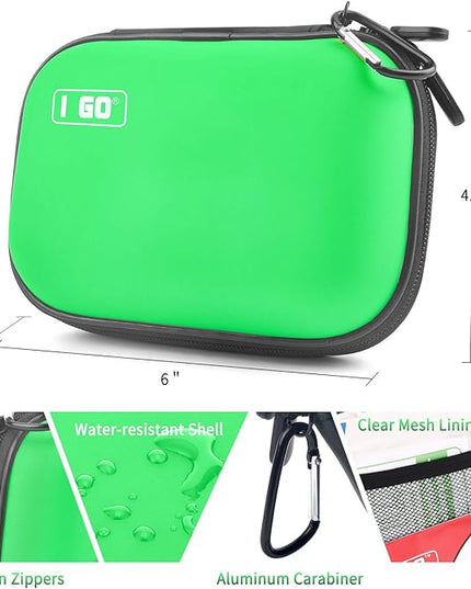 I GO 85 Pieces Hard Shell Mini Compact First Aid Kit, Small Personal Emergency Survival Kit for Travel Hiking Camping Backpacking Hunting Marine Car