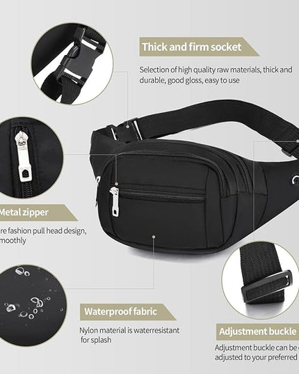 DAITET Crossbody Fanny Pack for Men&Women,Large Waist Bag & Hip Bum Bag with Adjustable Strap for Outdoors Workout Traveling Casual Running Hiking Cycling