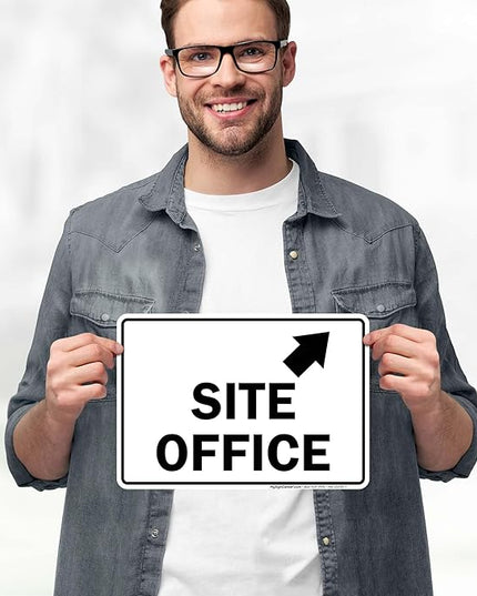 Site Office Up Right Arrow Sign, 10x7 Inches, 4 Mil Vinyl Decal Stickers Weather Resistant, Made in USA by My Sign Center