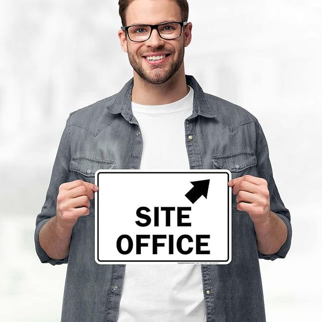 Site Office Up Right Arrow Sign, 10x7 Inches, 4 Mil Vinyl Decal Stickers Weather Resistant, Made in USA by My Sign Center