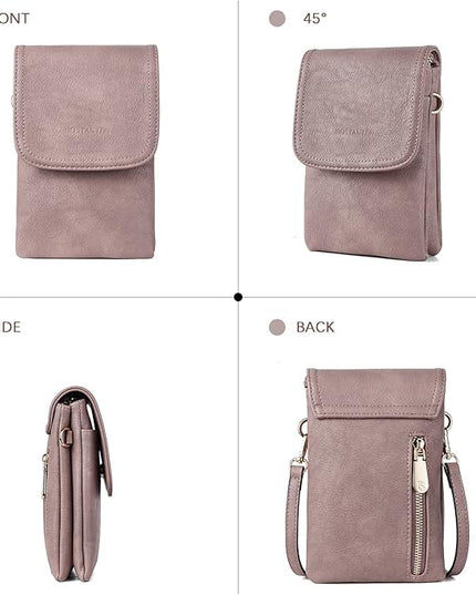 BOSTANTEN Vegan Leather Small Crossbody Bags for Women Designer Cell Phone Bag Wallet Purses Adjustable Strap