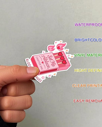 100 Pcs Romance Book Stickers Bookish Aesthetic Sticker Vinyl Waterproof Decal Decore Laptop Water Bottle Scrapbook Hard Hat Bumper Birthday Gifts for Men Women Students