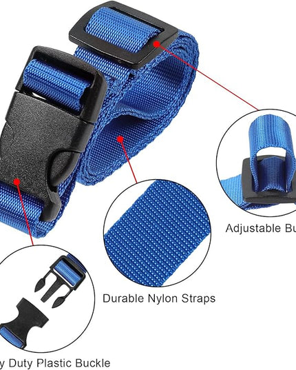 Vigorport Utility Straps Quick Release Nylon Backpack Accessory Bag Strap,Adjustable for Hiking,Travel,Outdoor Sports-4 Pack (Blue, 0.75" W-40 L)