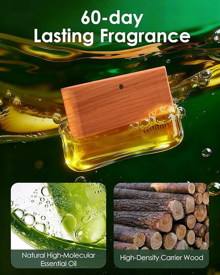 Car Air Freshener - Wood Air Freshener - Long Lasting Car Odor Eliminator for Visor Clip-Variety Scent Starter Kit, Vehicle Scent Diffuser Men&Women- Pack of 3 (Teak-Amber-Grove)
