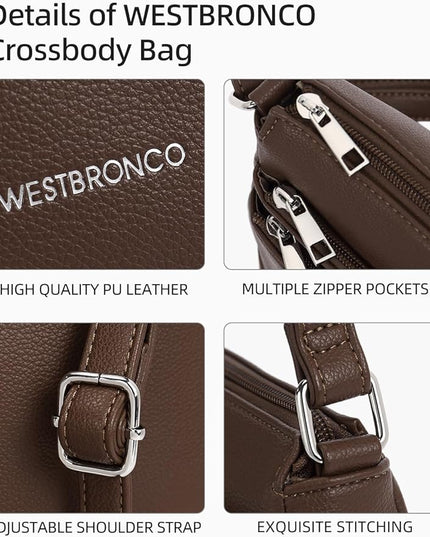 WESTBRONCO Crossbody Bags for Women, Medium Size Shoulder Handbags, Satchel Purse with Multi Zipper Pocket
