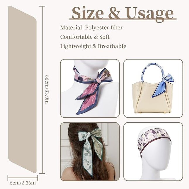 4 Pack Purse Scarf Handbags Skinny Twill Hair Scarves Narrow Neck Scarf Band Women Fashion Accessories Bag Charms