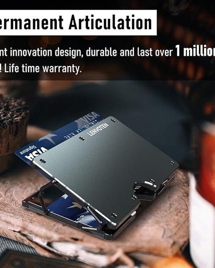 Lenvoten Extra Durable Hinged Minimalist Wallet for Men | Slim Metal RFID Blocking Wallet | Credit Card Holder & Money Clip Holds 20 Cards | Premium Scratch-Resistant Finish | Ideal Gift for Men
