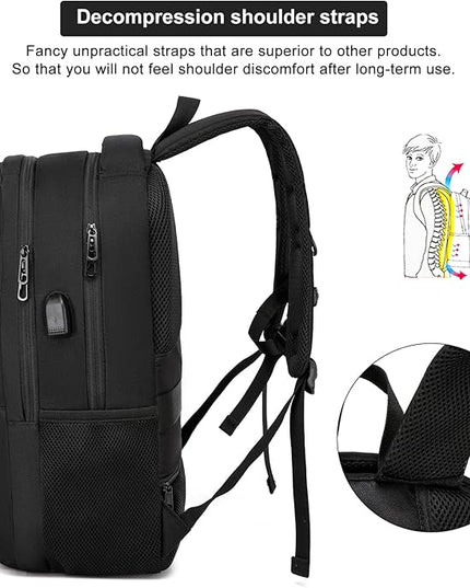 School Backpack for Teen Boys, 15.6 Inch Anti Theft Laptop Bookbag with USB Charging Port, Water Resistant College - Travel Backpack Ergonomic, Fits Notebook, Men Women