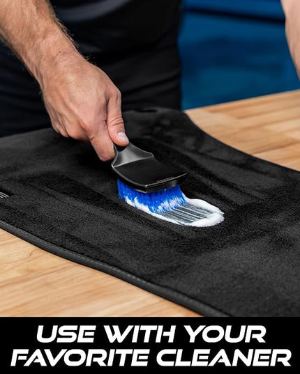 Viking Carpet Cleaning and Scrub Brush for Floor Mats, Cleaning Brush for Car Interior and Home, Black and Blue, 8.3 inch x 2.5 Inch