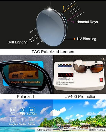 BEALER Polarized Sports Sunglasses for Men Lightweight TR90 Frame Sun Glasses Driving Cycling Fishing UV Protection Shades