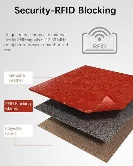 BOSTANTEN Womens Leather Wallets RFID Blocking Large Capacity Credit Card Holder Phone Clutch Rose Red