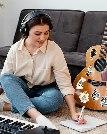 Retro Music Note Vinyl Stickers, 50 PCS Waterproof Graphic Symbol Decals for Laptops, Scrapbooking, Journals, Notebooks, Water Bottles, Suitcases, Phones & DIY Decor