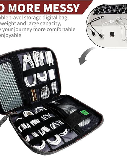 Electronics Travel Organizer,Portable Waterproof Electronic Travel Storage Bag for Small Charging Cord Storage,Charger,SD Card etc,for Travel,Business-Wine Red Black