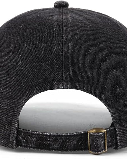 XXL Oversize Washed Denim Baseball Cap,Low Profile Jean Sports Cap for Big Heads 23.5"-25.5",Large Pigment Dyed Dad Hat