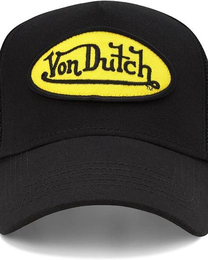 Von Dutch Unisex Trucker Hat - Curved Bill Mesh Back Retro Classic Adjustable Snapback Baseball Cap for Men and Women