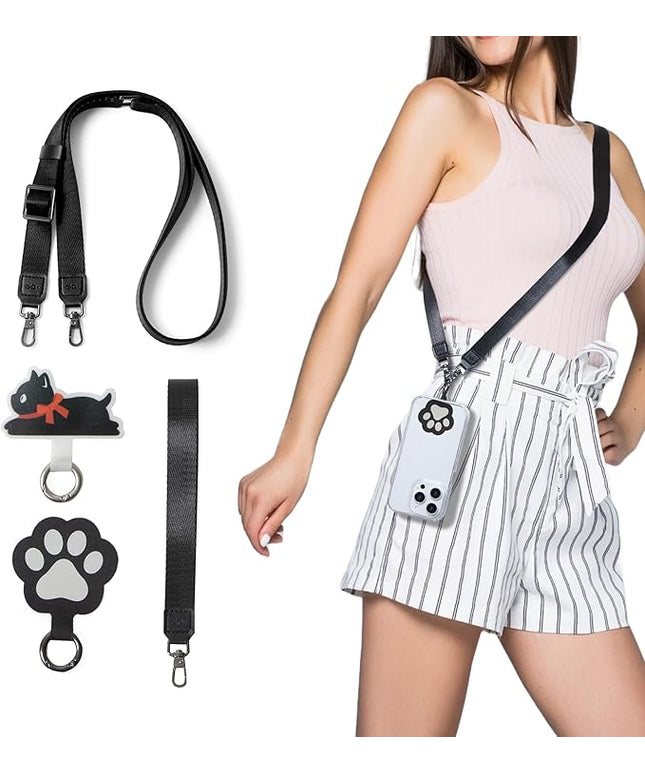 Anti-Theft Phone Strap, Adjustable Crossbody & Wrist Lanyard, Universal Tether Tab (2-Pack) for Secure Hands