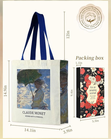 AUSVKAI Cute Canvas Tote Bag for Women, Reusable Designer Bags with Handles Pockets&Snaps for College Beach Everyday Grocery