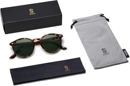 SOJOS Retro Round Polarized Sunglasses for Women Men Classic Vintage Sunnies SJ2069