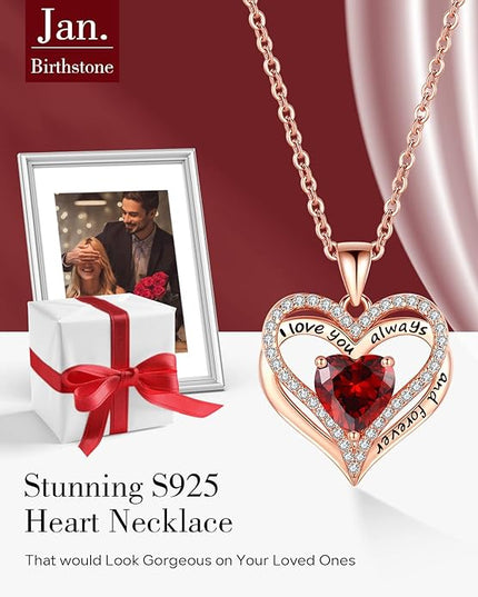S925 Sterling Silver Necklace for Women, Wife Jewelry Rose Gold, Mom Birthday Valentines Mothers Day Gifts, Girlfriend Necklaces, Daughter Heart Jewel, Anniversary for Her