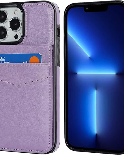 KIHUWEY Compatible with iPhone 13 Pro Max Case Wallet with Credit Card Holder, Premium Leather Magnetic Clasp Kickstand Heavy Duty Protective Cover for iPhone 13 Pro Max 6.7 Inch(Purple)