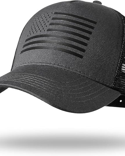 American Flag Trucker Hat - Snapback Hat, Baseball Cap for Men Women - Breathable Mesh Side, Adjustable Fit - for Casual Wear