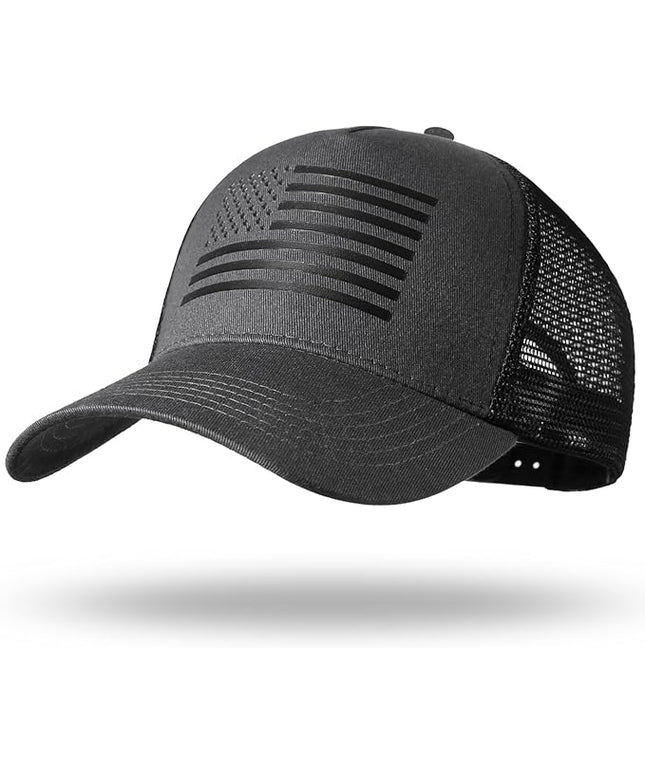 American Flag Trucker Hat - Snapback Hat, Baseball Cap for Men Women - Breathable Mesh Side, Adjustable Fit - for Casual Wear