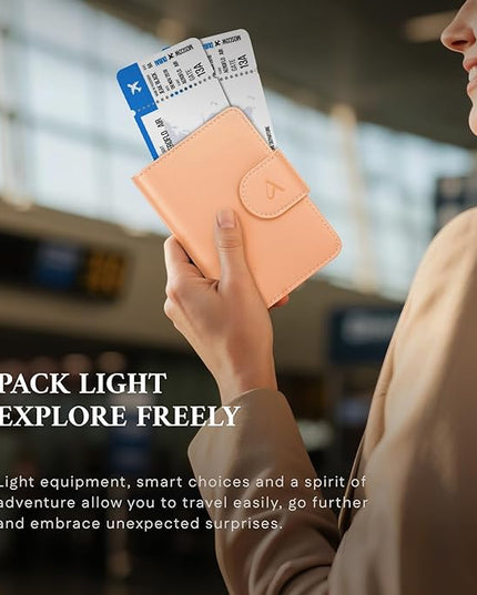 ALLIVE Genuine Leather Passport Holder, Rfid Passport Holder for Travel with AirTag Hidden, Passport Cover Wallet Travel Must Haves Airport Essentials, Passport Cover Travel Gifts (Beige)