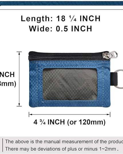 Minimalist RFID Blocking Small Wallet with ID Window,WaterResistant Zip Id Case Wallet with Lanyard Keychain for Cards,Cash,Travel,Women,Men