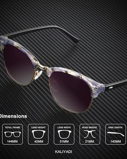 KALIYADI Polarized Sunglasses for Men and Women Semi-Rimless Frame Driving Sun glasses UV Blocking