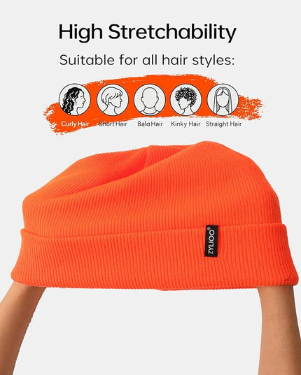 Zylioo Oversize Beanie Hats, XXL Big Size Ribbed Knit Cuffed Winter Hat for Cold Weather, Warm Skull Watch Cap