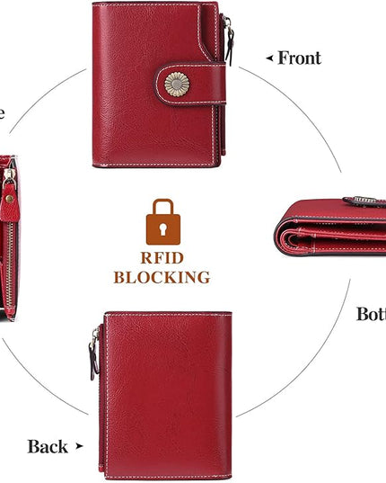 FALAN MULE Small Wallet for Women Leather Bifold Compact Small Womens Wallet with RFID Blocking