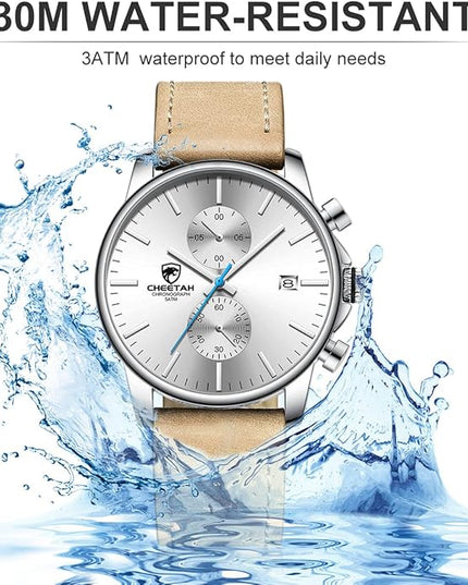 GOLDEN HOUR Mens Watch Fashion Sleek Minimalist Quartz Analog Mesh Stainless Steel Waterproof Chronograph Watches for Men with Auto Date