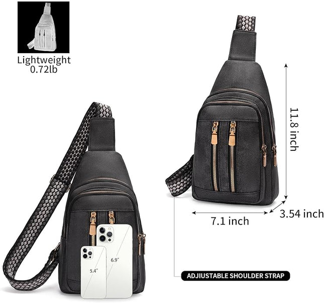 FALAN MULE Crossbody Bags for Women Trendy Leather Sling Chest Bag Fanny Packs for Women