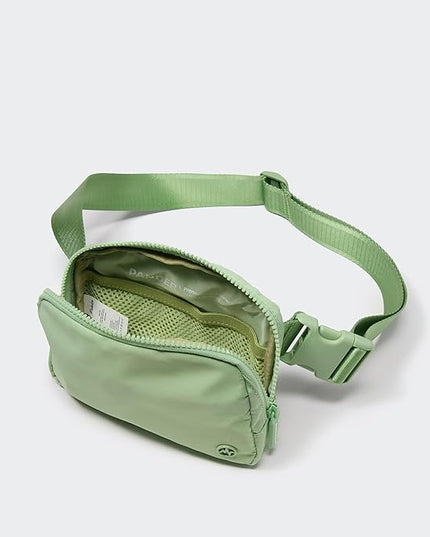Pander Two Way Zipper Fanny Pack Nylon Everywhere Belt Bag for Women, Water Repellent Waist Packs, Crossbody Bags with Adjustable Strap. (Green Asparagus)