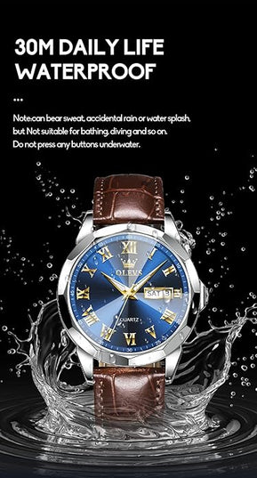 OLEVS Mens Watches Mens Leather Watch Ultra Thin Watches for Men Minimalist Watch with Leather Band Quartz Analog Dress Casual Simple Lightweight relojes para Hombres