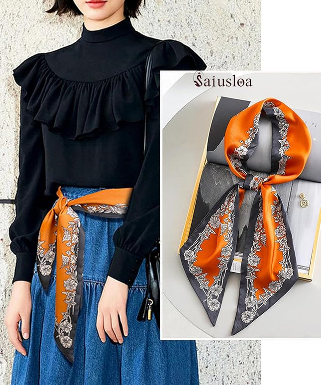 Purse Scarf For Handbags Head Scarves For Women's Hair Bags Scarfs Long Skinny Scarves Fashion Silky