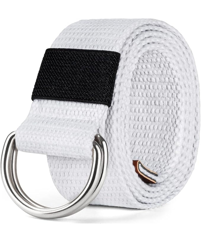 maikun Mens & Womens Canvas Belt with Black D-ring Buckle 1 1/2" Wide Solid Color Fabric Belt for Men