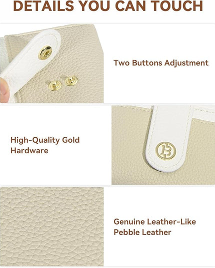 BOSTANTEN Slim Wallet for Women Small RFID Blocking Credit Card Holder Leather Bifold Wallets with Zipper Coin Pocket Khaki＆Beige