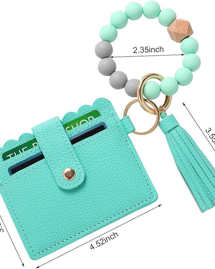 Wristlet Keychain for Women Silicone Key Ring Bracelet Wristlet Wallet Bracelet Keychain Card Holder Keyring
