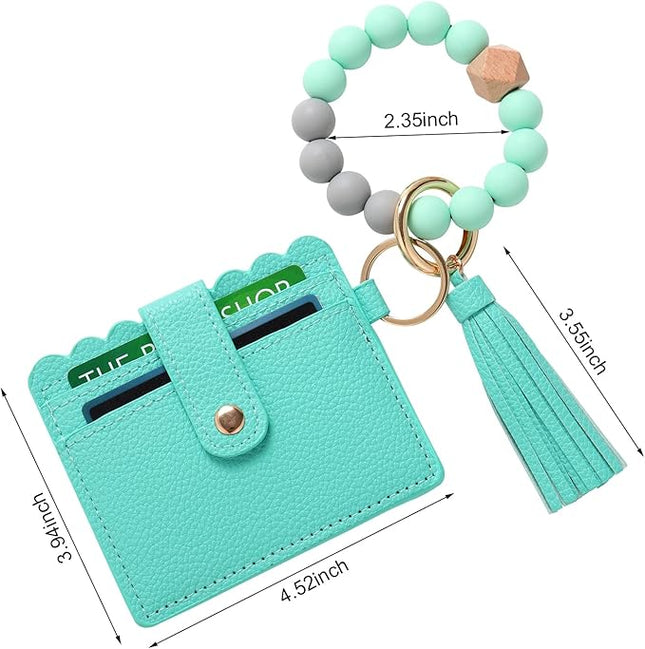 Wristlet Keychain for Women Silicone Key Ring Bracelet Wristlet Wallet Bracelet Keychain Card Holder Keyring