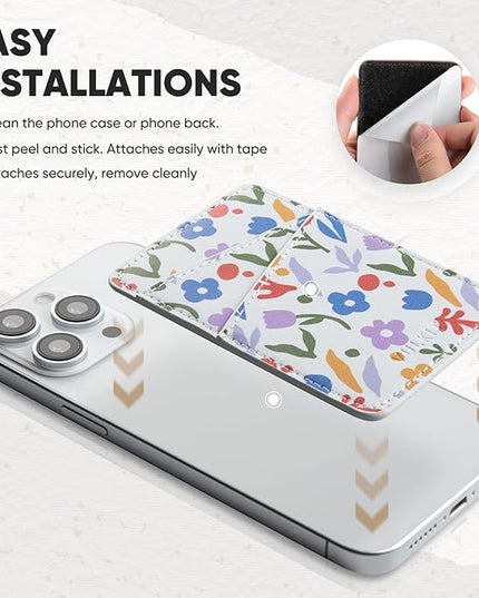 VULKIT Phone Card Holder Wallet Leather Adhesive Pocket RFID Blocking Credit Card Sleeves Stick Back of Phone Smartphones