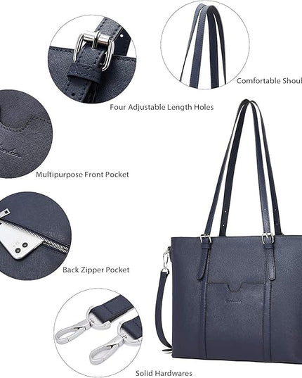 BOSTANTEN Leather Laptop Bag Work Tote for Women Shoulder Handbag Briefcase 15.6 inch Satchel Computer Bag