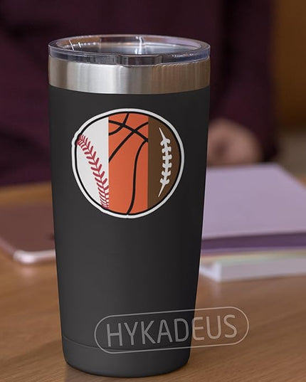 (3Pcs) Sports Ball Stickers, Baseball Basketball Football Mixed Ball Sticker, Waterproof Vinyl Decals for Water Bottle, Tumbler, Laptop, Phone Case, Scrapbooking, Sport Lovers, 3" x 3"