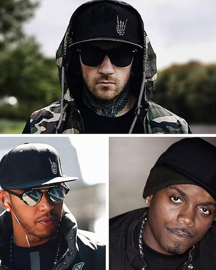 Cool Rock Roll Skeleton Hand Flat Bill Hats Snapback Hat Baseball Cap Black Snapback Hats for Men Adjustable