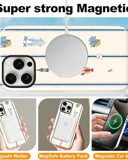 Magnetic for iPhone 13 Pro Case Cute Frog Stripes Phone Case, Summer Shockproof Slim TPU and Hard PC Protective Phone Cover Compatible with MagSafe Designed for Women Girls