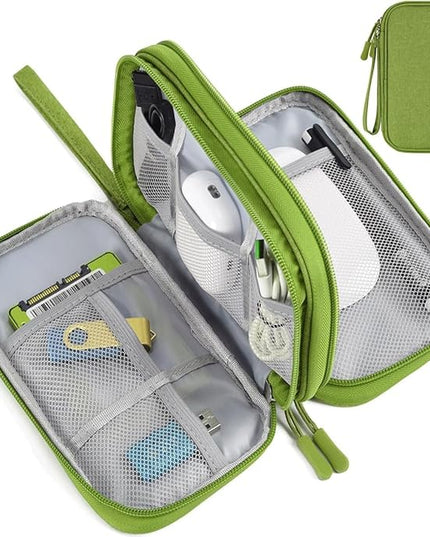 Electronic Organizer Travel Cable Accessories Bag, Electronic Organizer Case, Electronic Accessories Organizer Bag for Power Bank, Charging Cords, Chargers, Mouse, USB Cable, Earphones (Green)