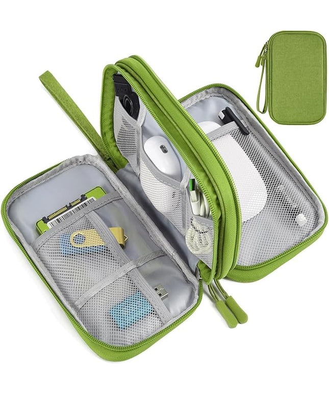 Electronic Organizer Travel Cable Accessories Bag, Electronic Organizer Case, Electronic Accessories Organizer Bag for Power Bank, Charging Cords, Chargers, Mouse, USB Cable, Earphones (Green)