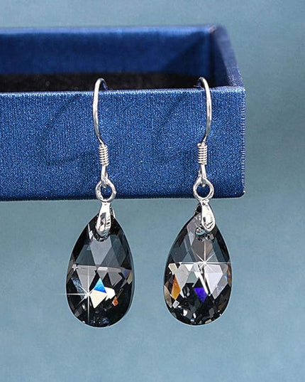 Teardrop Austrian Crystal Drop Dangle Earrings for Women 925 Sterling Silver Hook Hypoallergenic Jewelry