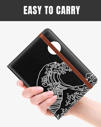 Rimilak Passport Holder, RFID Blocking Passport Cover Wallet Travel Essentials, Leather Travel Air Ticket Documents Organizer Protector for Women and Men, Abstract Waves