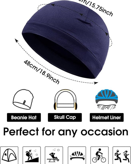 Syhood 4 Pcs Cotton Skull Caps for Men Women Breathable Beanie Thin Sleep Hat Night Running Cap Helmet Liner for Cycling Gym